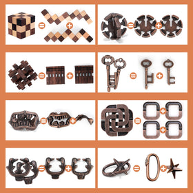 Mytothfy interlocking 3D puzzle in wood and steel, portable challenge