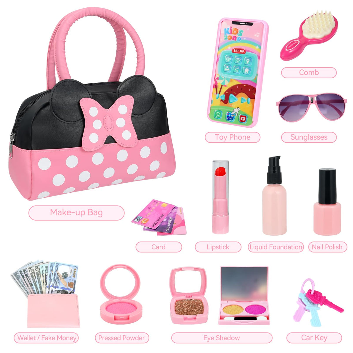 Mytothfy pretend play purse set car keys aids hands on pretend commuting games
