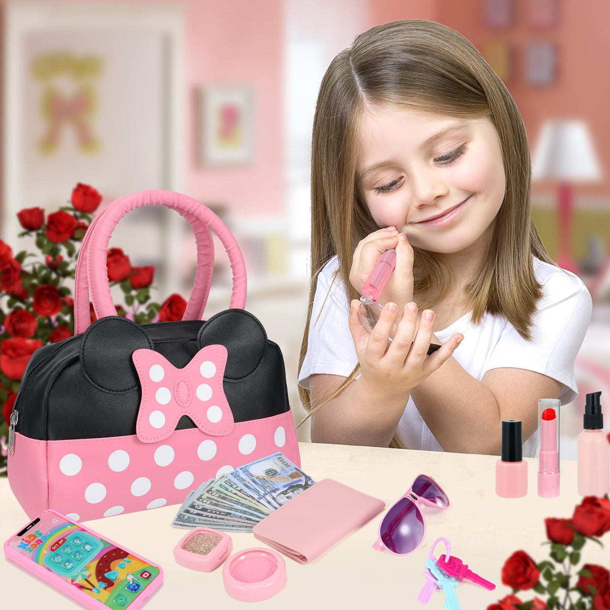 Mytothfy pretend play purse set credit cards support realistic pretend buying experiences