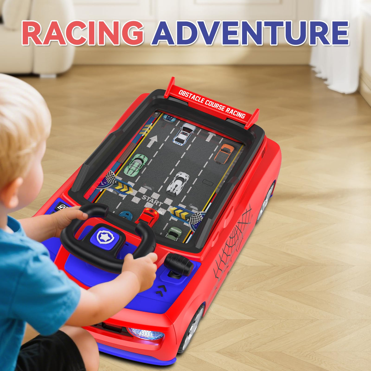 Mytothfy racing adventure wheel display highlights digital traffic scenarios