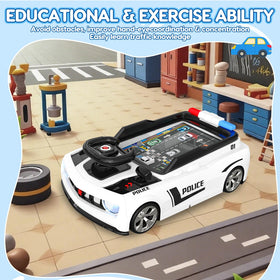 Mytothfy steering wheel toy dash display highlights immersive traffic scenarios for pretend driving.