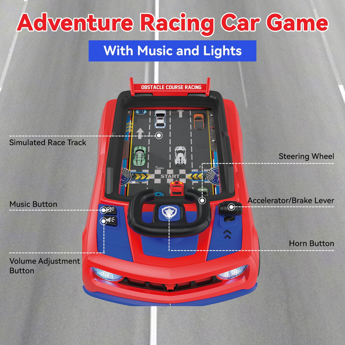 Mytothfy steering wheel toy horn sounds provide realistic driving feedback
