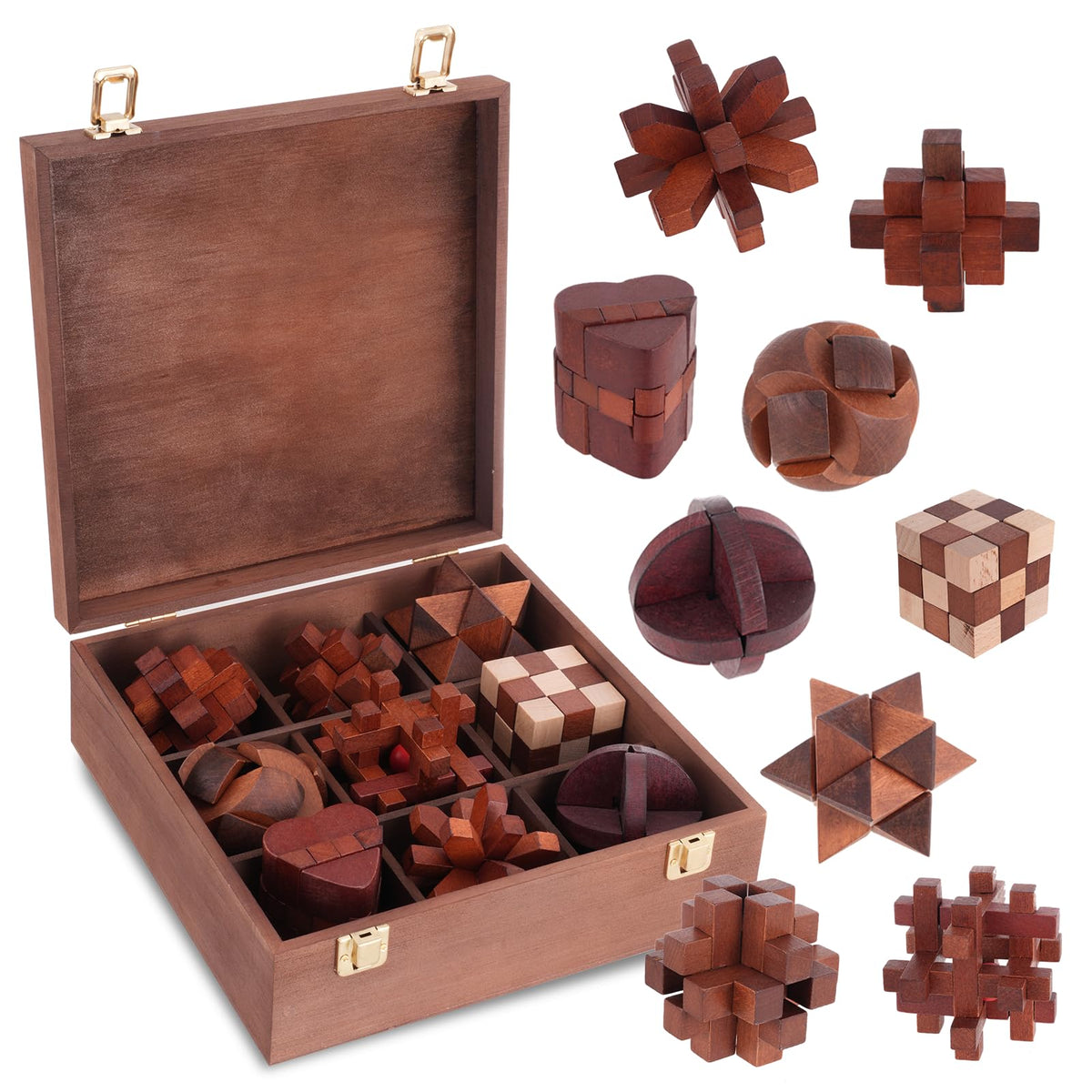 Mytothfy wooden brain teaser box shows premium craftsmanship for mindful, solitary play.