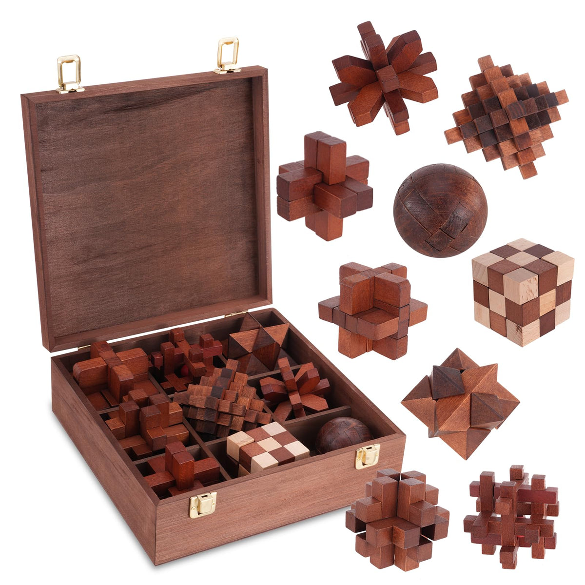 Mytothfy wooden brain teaser box showcasing premium craftsmanship for focused play
