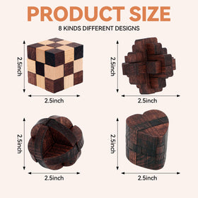 Mytothfy wooden brain teaser set with eight pieces encourages problem-solving and calm focus