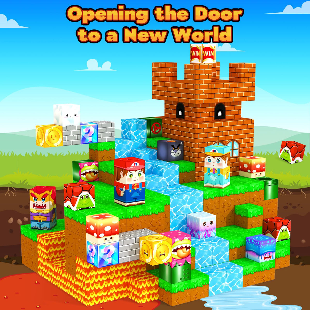 MyWodGame magnetic blocks kids play demonstrates open-ended creativity and collaboration.