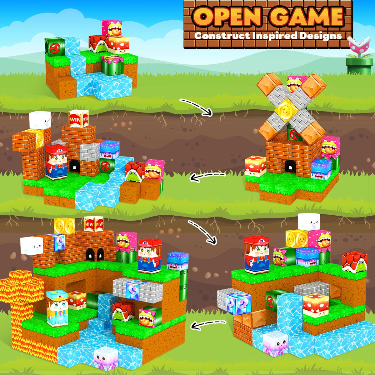 MyWodGame magnetic blocks pipe game supports spatial reasoning during construction.