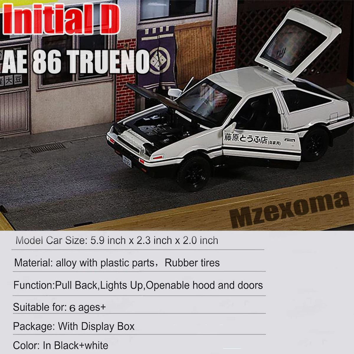 Mzexoma Initial D AE86 in window gift box for display and gifting.