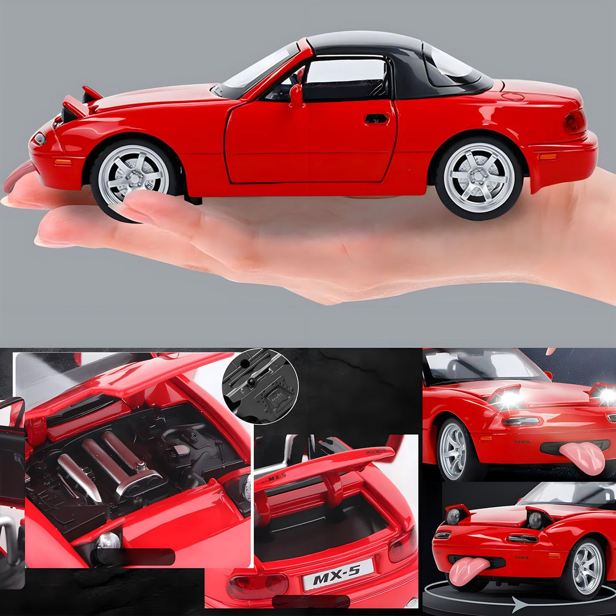 Mzexoma Miata MX-5 1:32 roadster with removable top for quick scene changes.