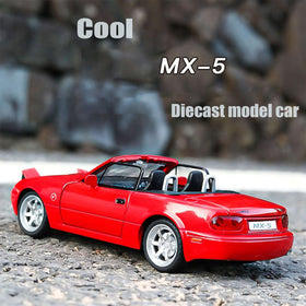 Mzexoma Miata MX-5 1:32 model with steerable front wheels for realistic steering.