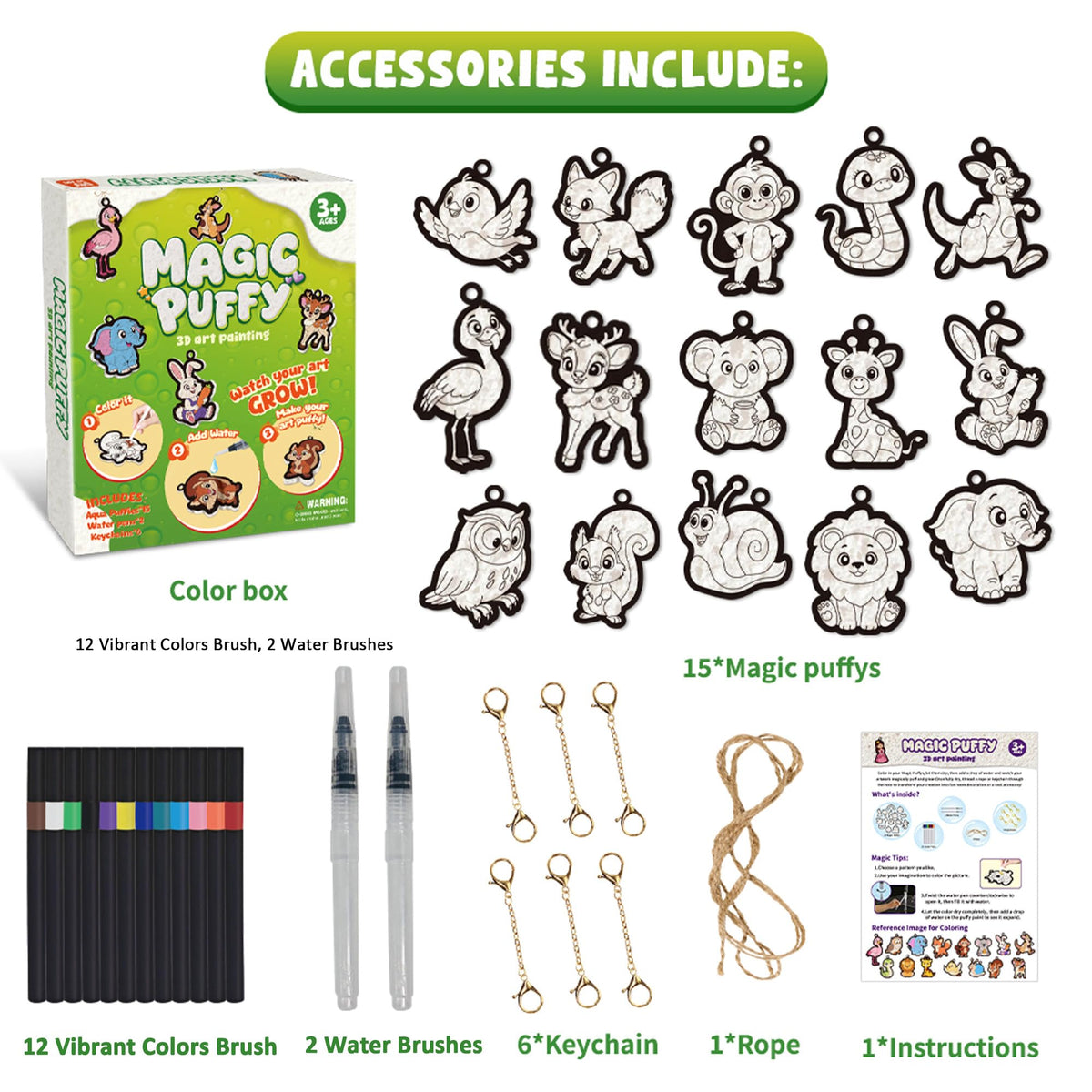 MZYTOZA Aqua Magic Puffs 12 vibrant colors—bright, mess-free creativity for kids