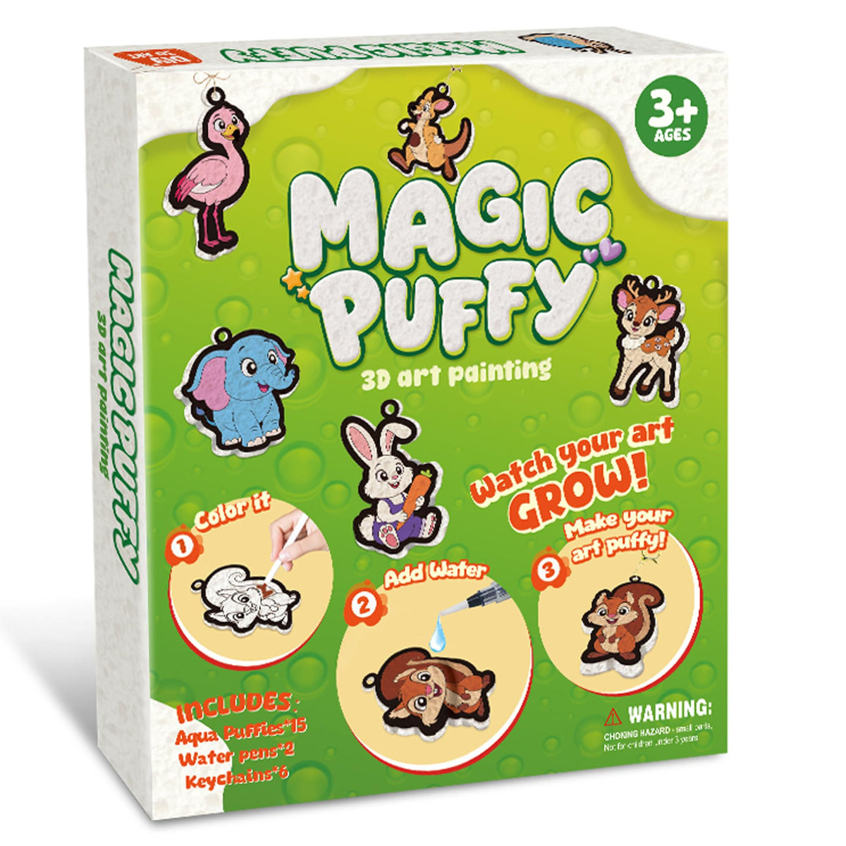 MZYTOZA Aqua Magic Puffs animal collection—colorful puff art for display and gifting