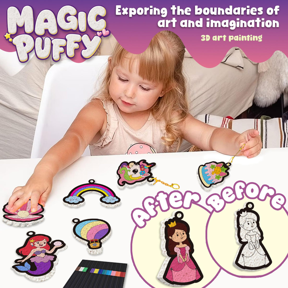 MZYTOZA Puff designs dry quickly for easy display or sharing.