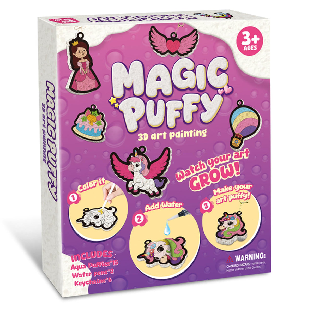 MZYTOZA Aqua Magic Puffs kit contents for creative, mess-free crafting at home.
