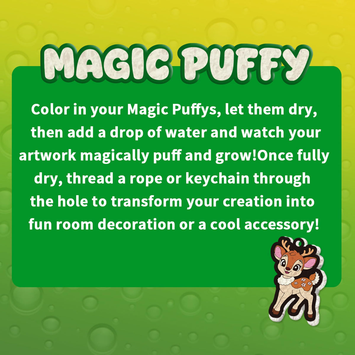 MZYTOZA Aqua Magic Puffs puff art display—great for backpacks and desks