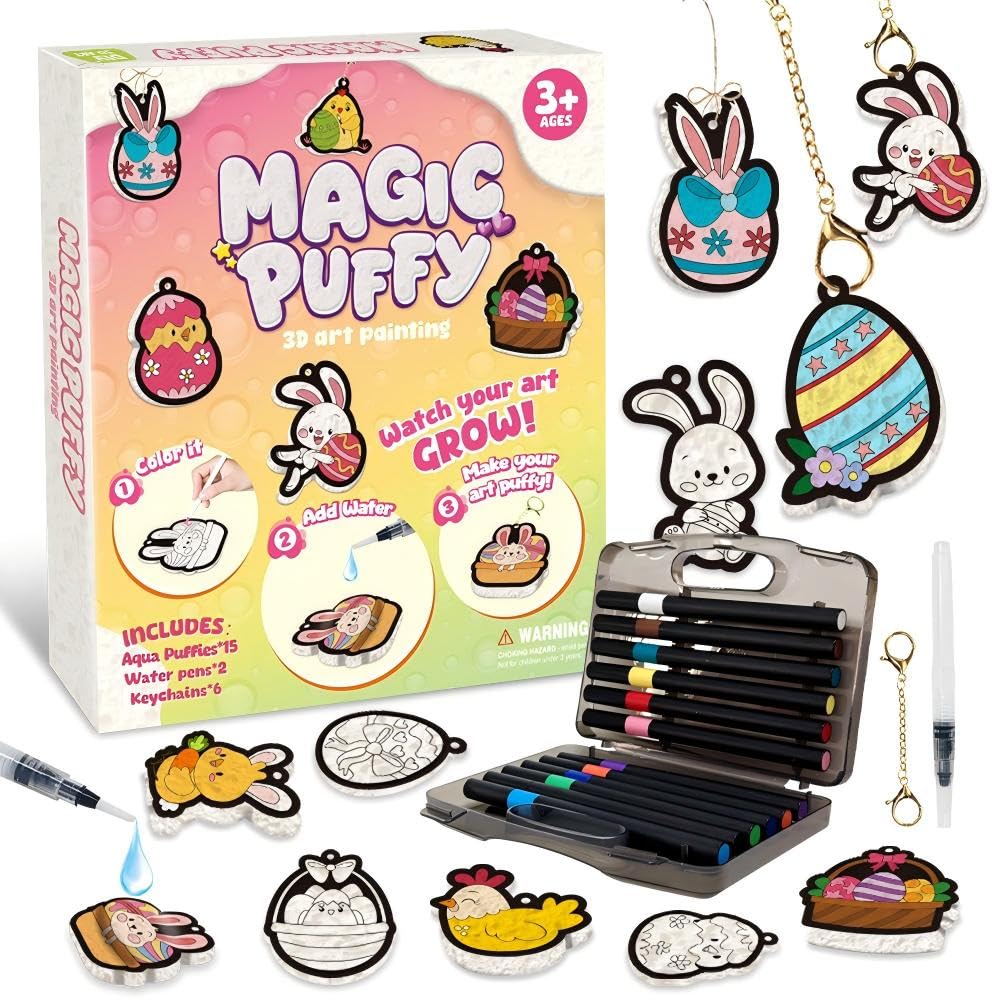 MZYTOZA Magic Foam Kit Easter Bunny puff art for kids, mess-free creativity.