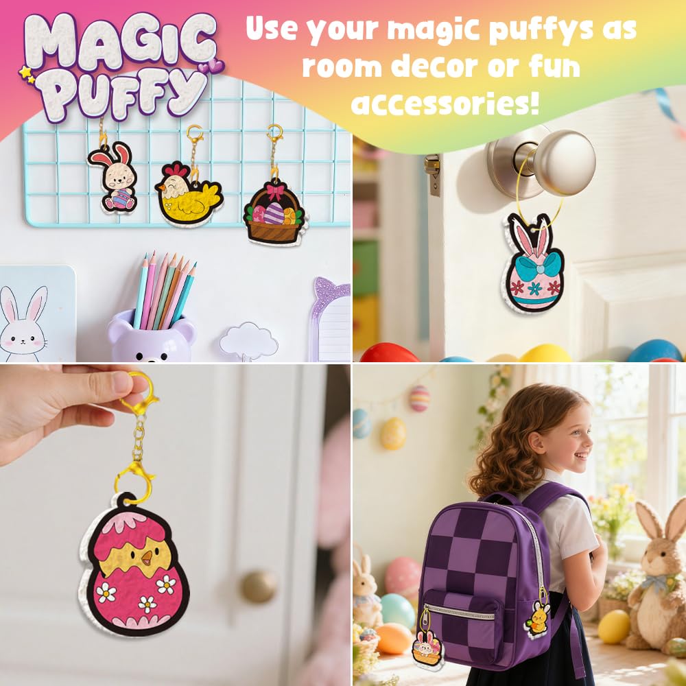 MZYTOZA Puff art keychains and backpack decorations for kids.