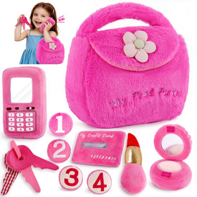 Nabance Play Plush Purse for pretend-play and dress-up fun with a soft tote