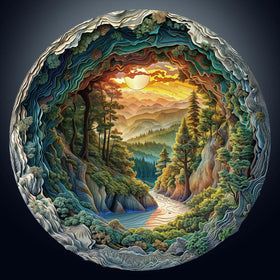 NABYSHOP 3D cave forest round puzzle for immersive focus and relaxation.