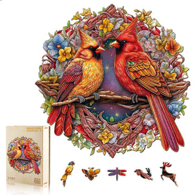 NABYSHOP Cardinal puzzle cardinals on branches in a wreath for calming family activity