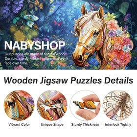 NABYSHOP wooden horse puzzle shows bright color fidelity for long-lasting enjoyment
