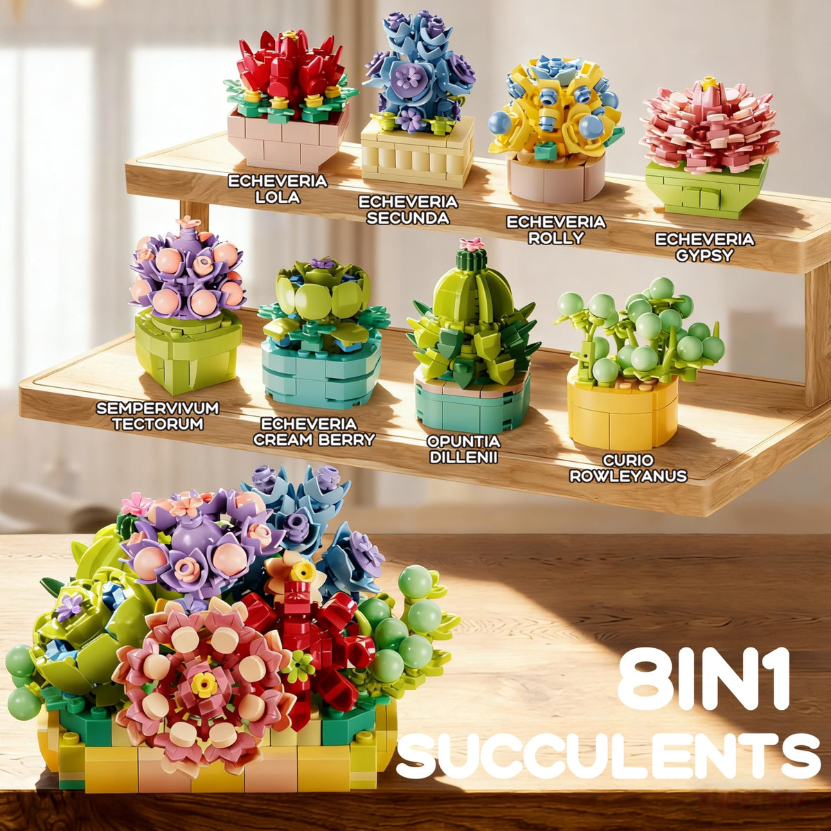 NAFONRU mini succulent flowers display for desk decor; easy assembly