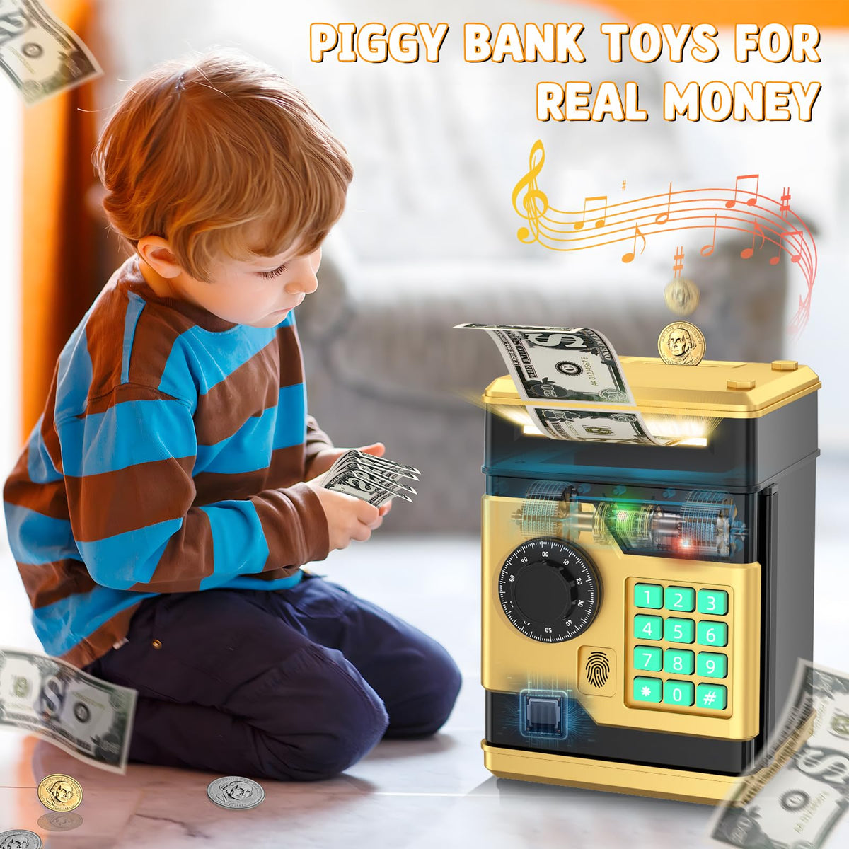 NAFEIV piggy bank automatic note scroll deposits cash smoothly