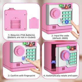NAFEIV piggy bank requires 3 AA batteries ready-to-use setup