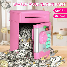 NAFEIV piggy bank coin and note capacity demonstrates easy saving with big stash