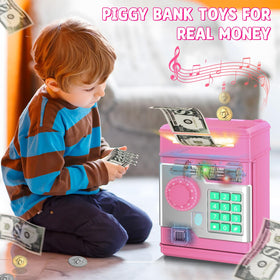 NAFEIV piggy bank fingerprint unlock close-up highlighting secure access for children