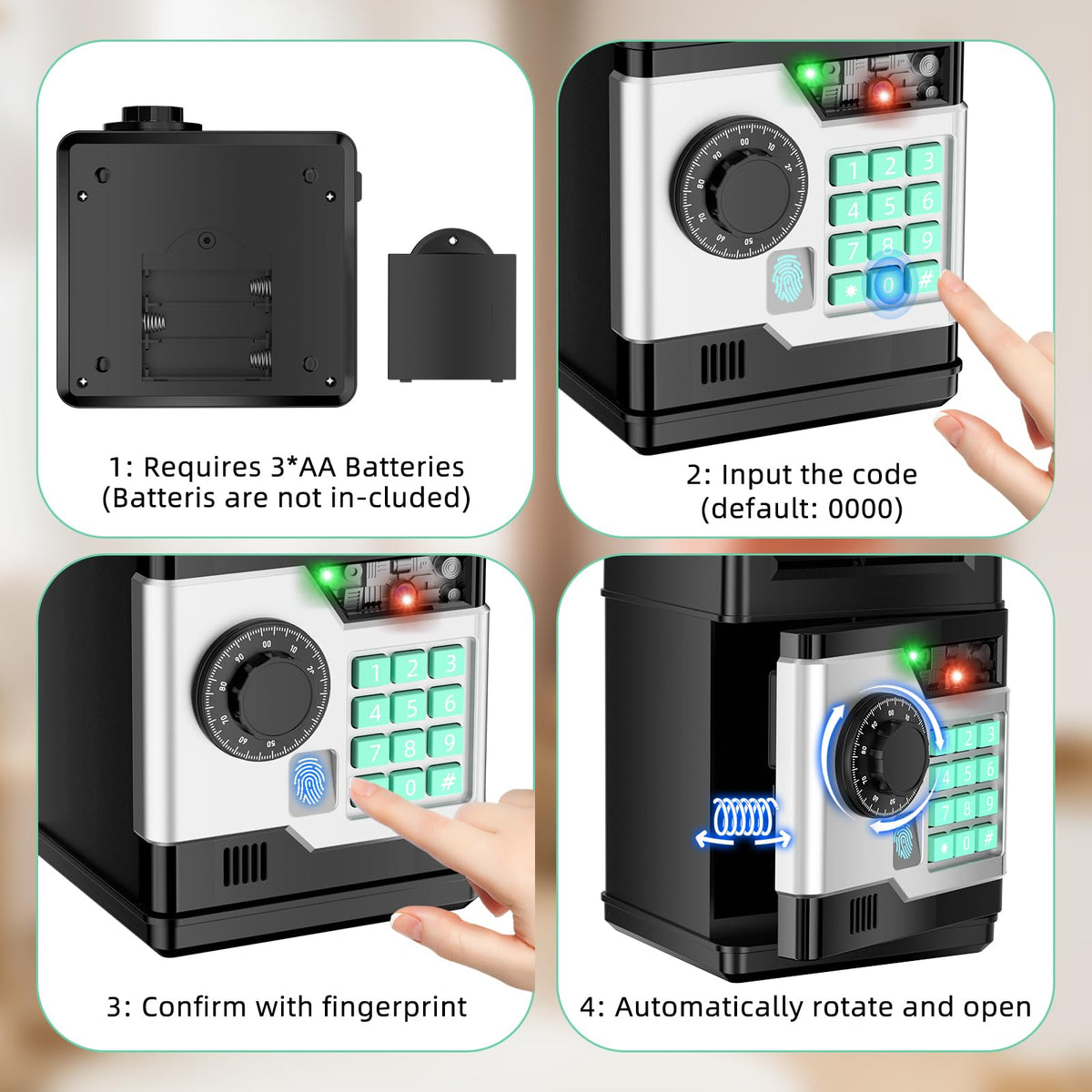 NAFEIV Piggy Bank built-in music enhances saving sessions for kids.