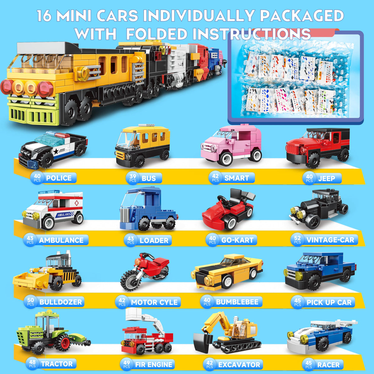 NAFONRU long train buildable set for group activity and creative storytelling