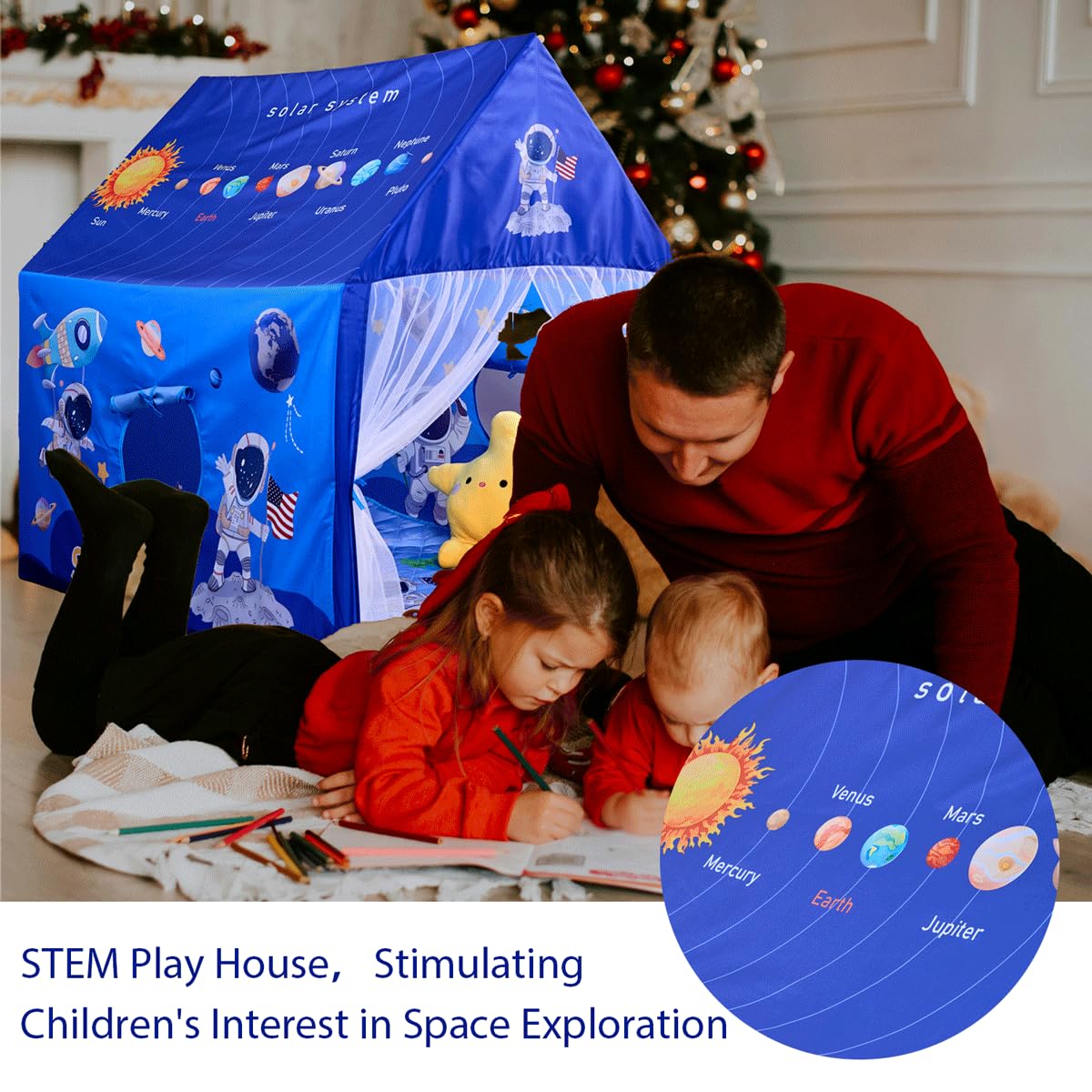 Naibrxh Space Rocket Tent portable assembly shows quick setup for parents
