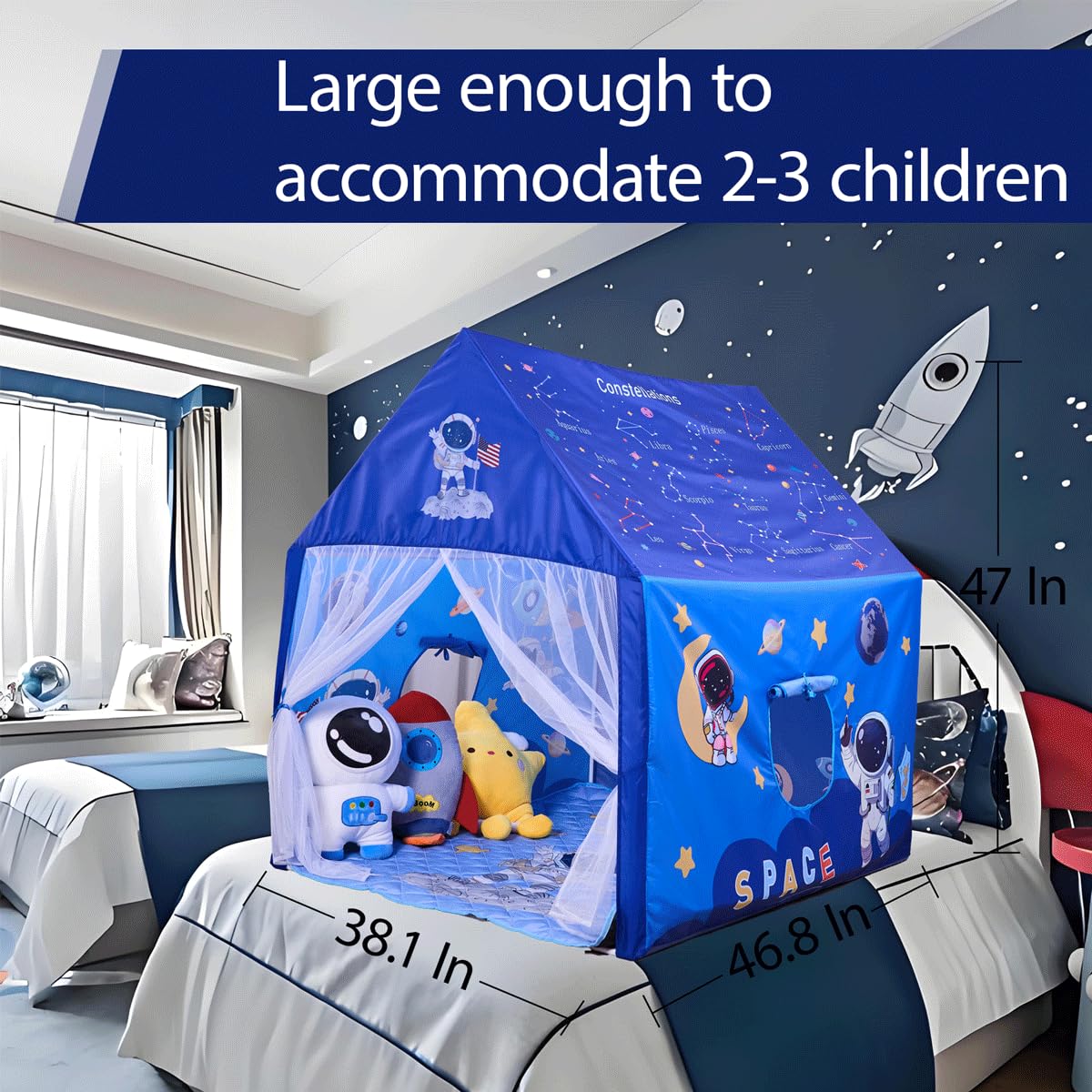 Naibrxh Space Rocket Tent star lights creates magical ambiance for storytelling