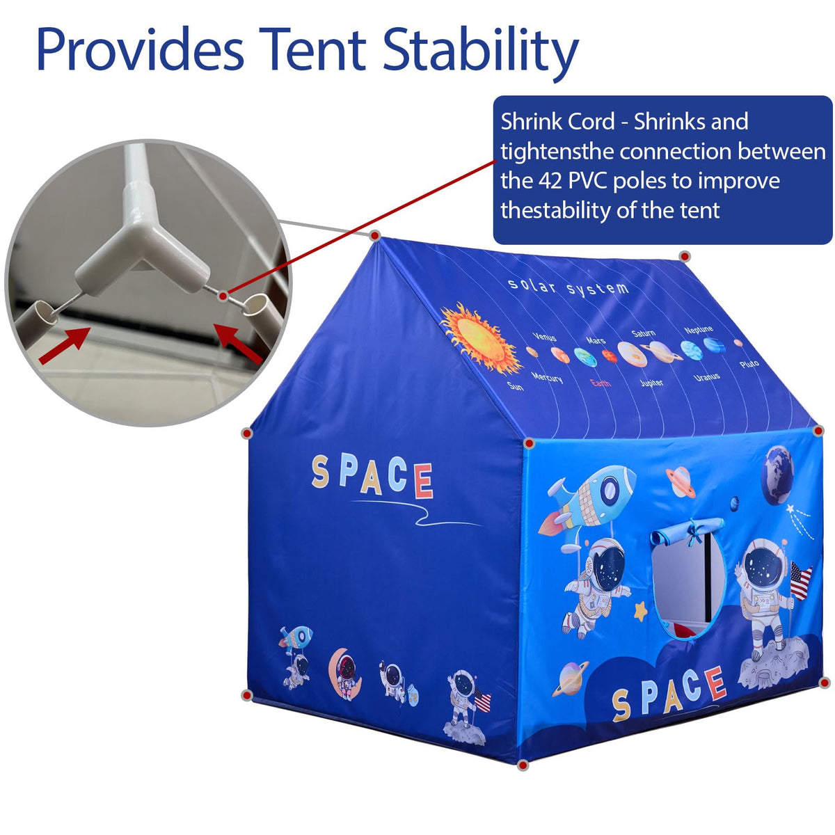 Naibrxh Space Rocket Tent washable canvas keeps colors vibrant after outdoor use