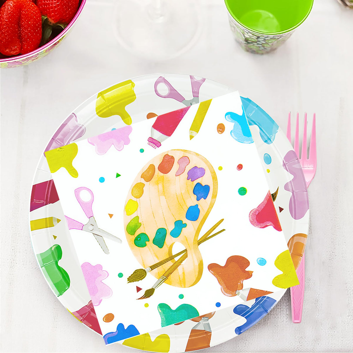 NAIWOXI art paint decor setup, cohesive party styling for birthdays and baby showers.
