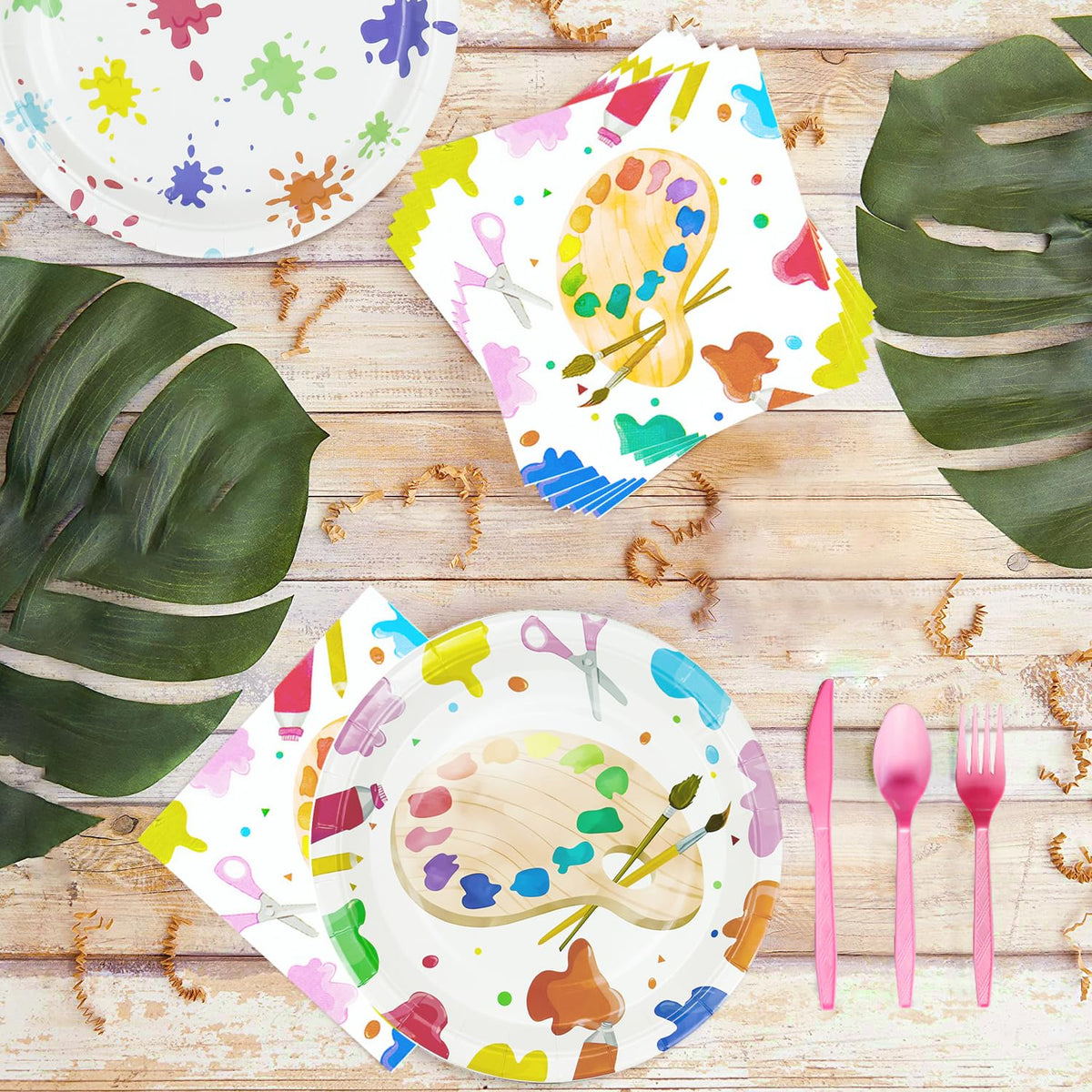 NAIWOXI art paint napkins, coordinating decor and mess protection for art parties.
