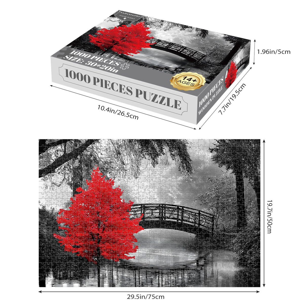 Najiaxiaowu wooden puzzle with 75x50 cm image supports easy viewing