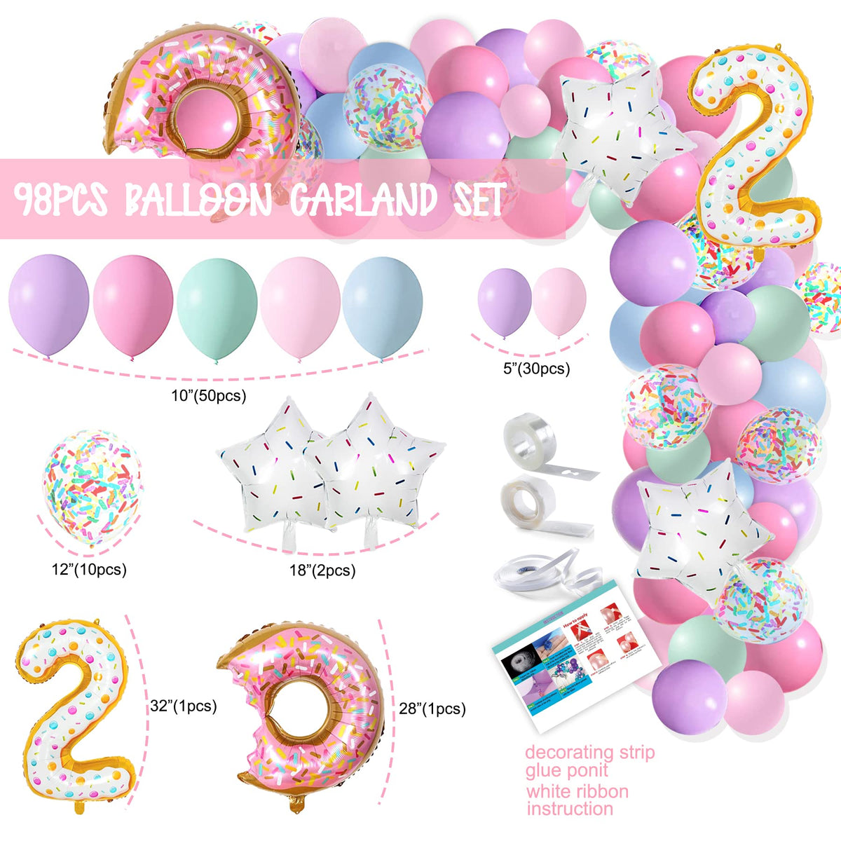 NALONER Pastel donut balloons set to enhance theme consistency and charm.