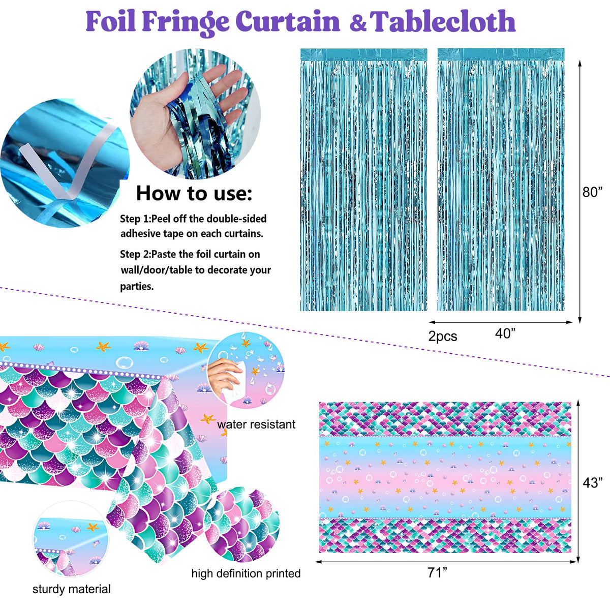 Nalyee mermaid confetti sprinkles color and whimsy across tabletops and invitations.