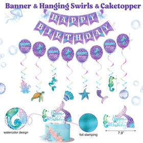Nalyee mermaid table centerpiece set creates shimmering focal points for cake and treats.