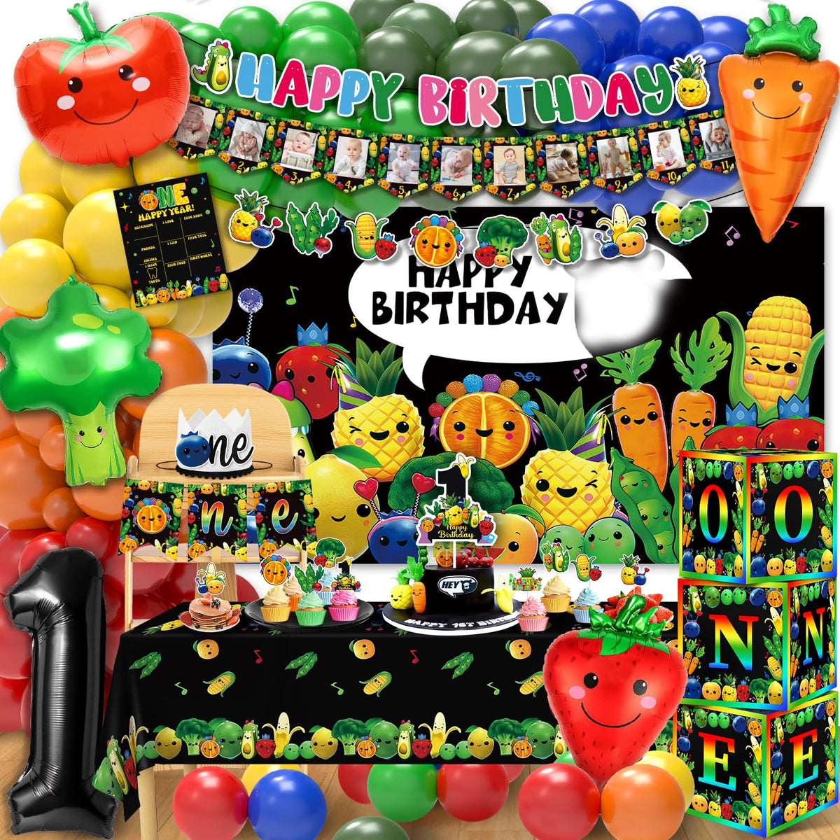 NANAGALI Hey One Bear banner display for a cheerful first birthday setup