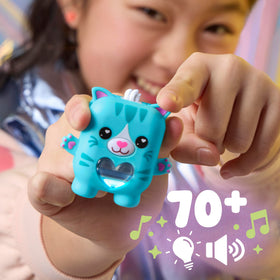 Nano-MALS Pawtricia blue kitty heart meter—color-changing feedback during play.