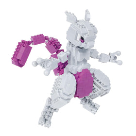 Close-up view of Nanoblock Mewtwo Deluxe Edition tiny bricks for detailed sculpture.
