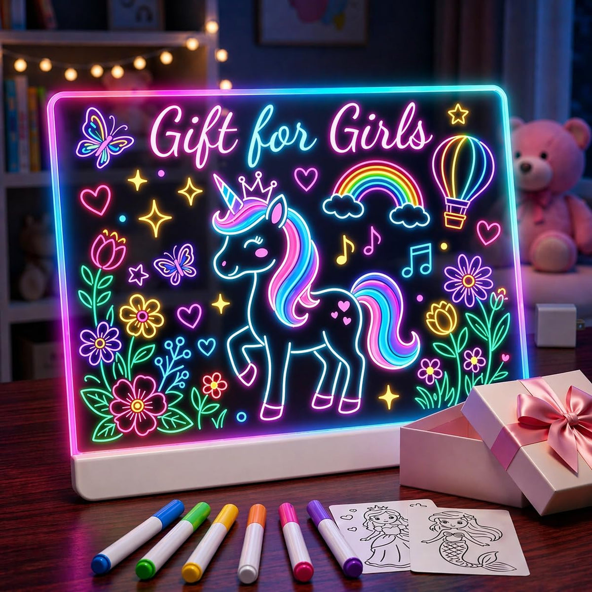 NanoMin LED drawing board shows 11 colors for vibrant glow art and notes.