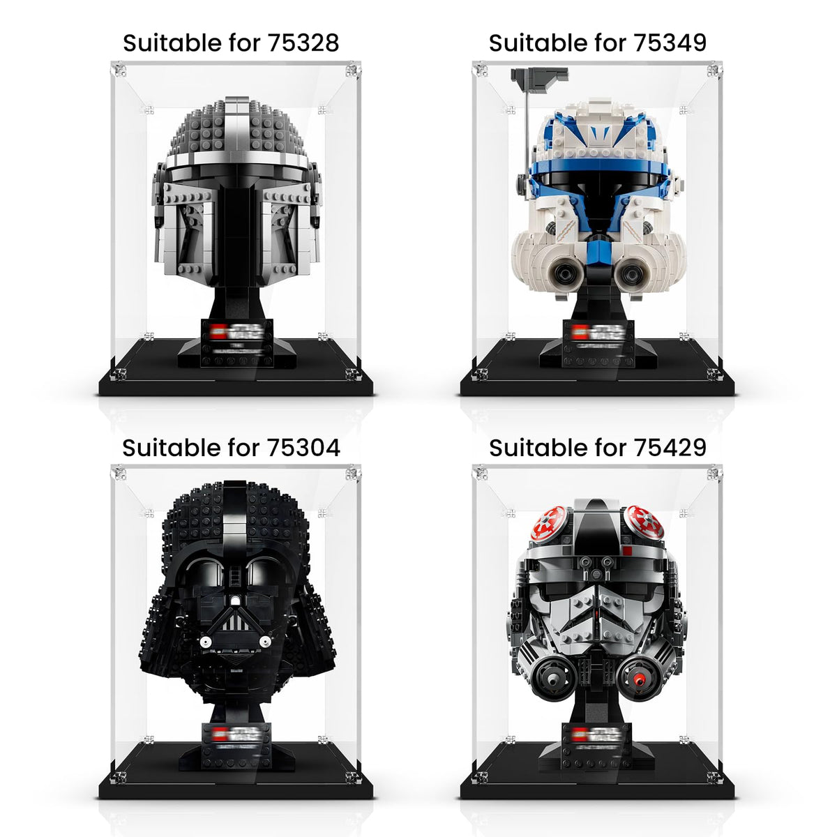 NAOCARD display box provides 360-degree viewing of LEGO helmets on desks
