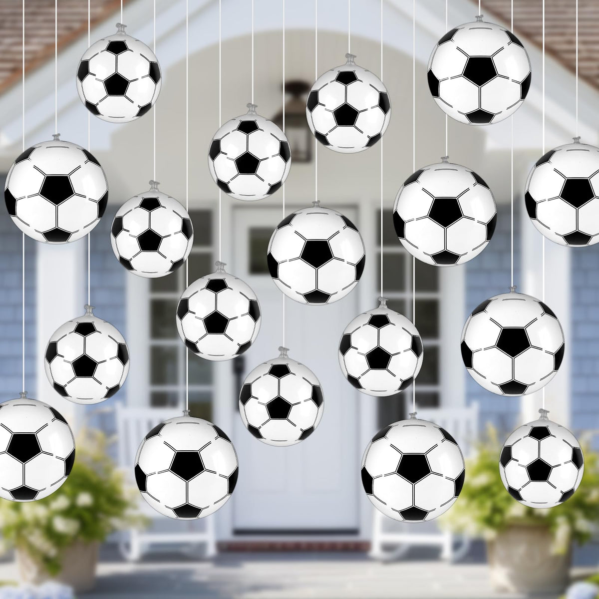Naozinebi 24-pcs inflatable mini soccer balls package for versatile beach decor and games.