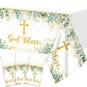 Naozinebi 3pc God Bless tablecloth pack covers ceremonies conveniently