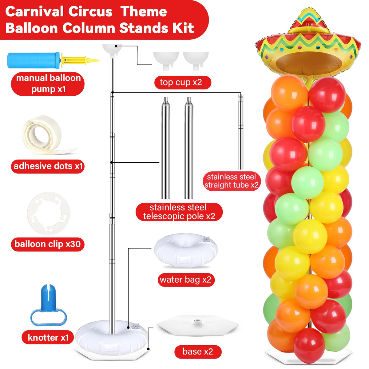 Naozinebi adjustable-height balloon column stand for versatile decor.