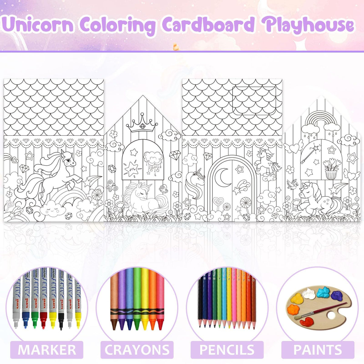 Naozinebi coloring tools ready for personalizing the unicorn house